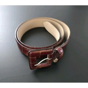 ABACO Paris Cuir Veritable Croc Belt Brown Size 32-80
